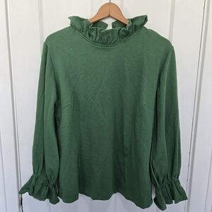 Green Ruffled Women's Sweatshirt